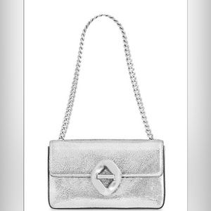 Rebecca Minkoff G Small Shoulder Chain Strap Evening Silver Leather Bag NWT!